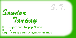 sandor tarpay business card